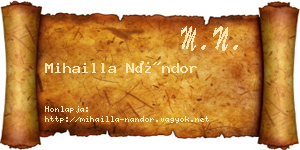 Mihailla Nándor névjegykártya